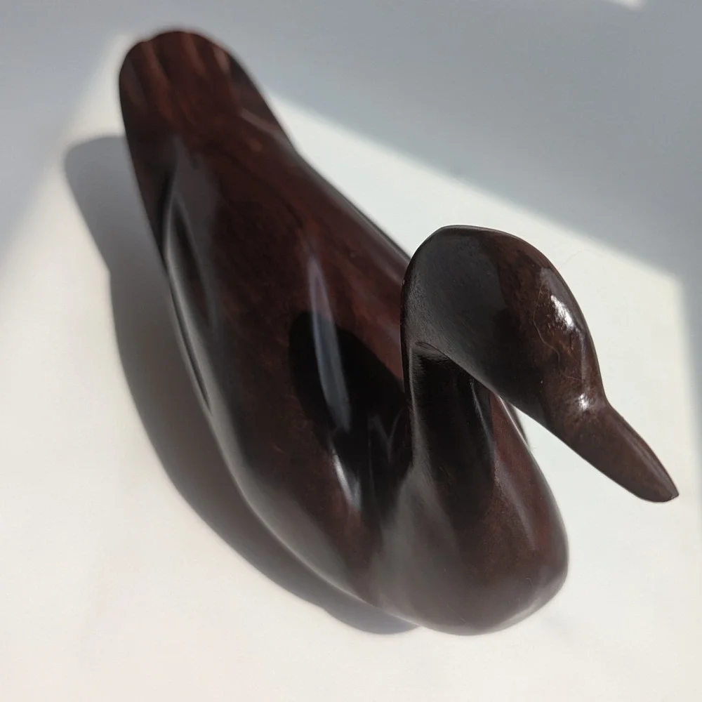 Hand Carved Wooden Loon Decoy Figurine Ironwood Dark Brown Home Decor Sculpture